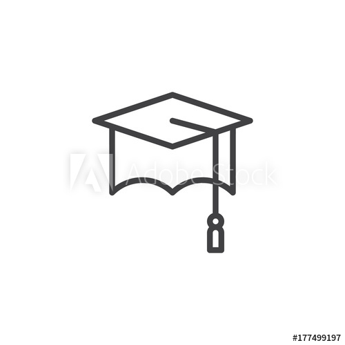 500x500 Graduation Cap Line Icon, Outline Vector Sign, Linear Style