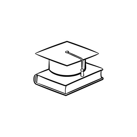 450x450 Graduation Cap On Book Hand Drawn Outline Doodle Icon University