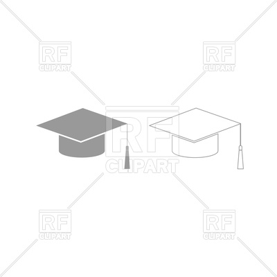 400x400 Graduation Cap Silhouette And Outline Vector Image Of Objects
