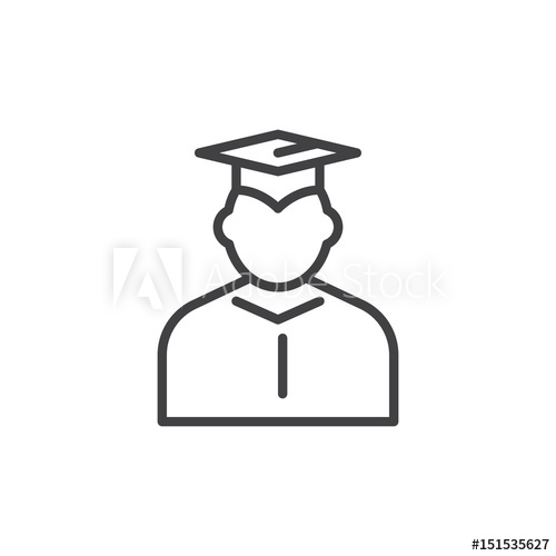 500x500 Student In Mantle And Graduation Cap Outline Icon, Line Vector