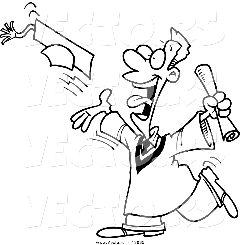 1024x1044 Vector Of A Happy Cartoon Guy Tossing Graduation Cap Into The Air