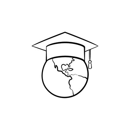 450x450 Globe In Graduation Cap Hand Drawn Outline Doodle Icon Graduation