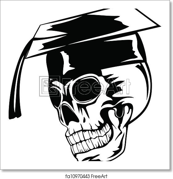 561x581 Free Art Print Of Skull In Graduation Cap Vector Illustration
