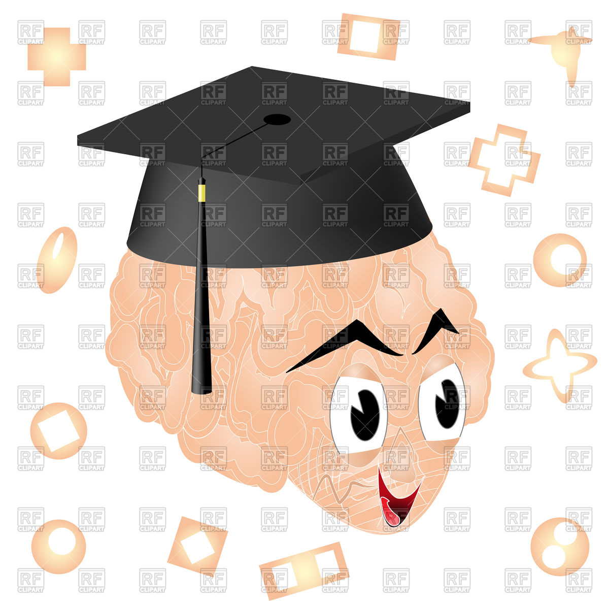 1200x1200 Brain With Graduation Cap Vector Image Of Objects Kornilov