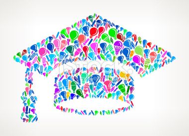 380x274 Graduation Cap On Vector Light Bulb Pattern Background Stock