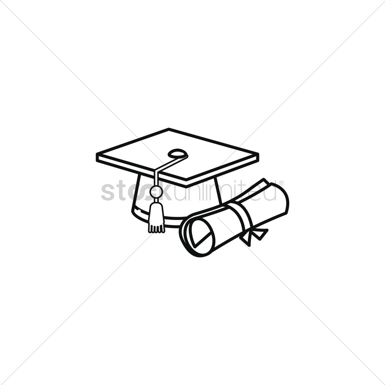 1300x1300 Graduation Cap And Scroll Vector Image