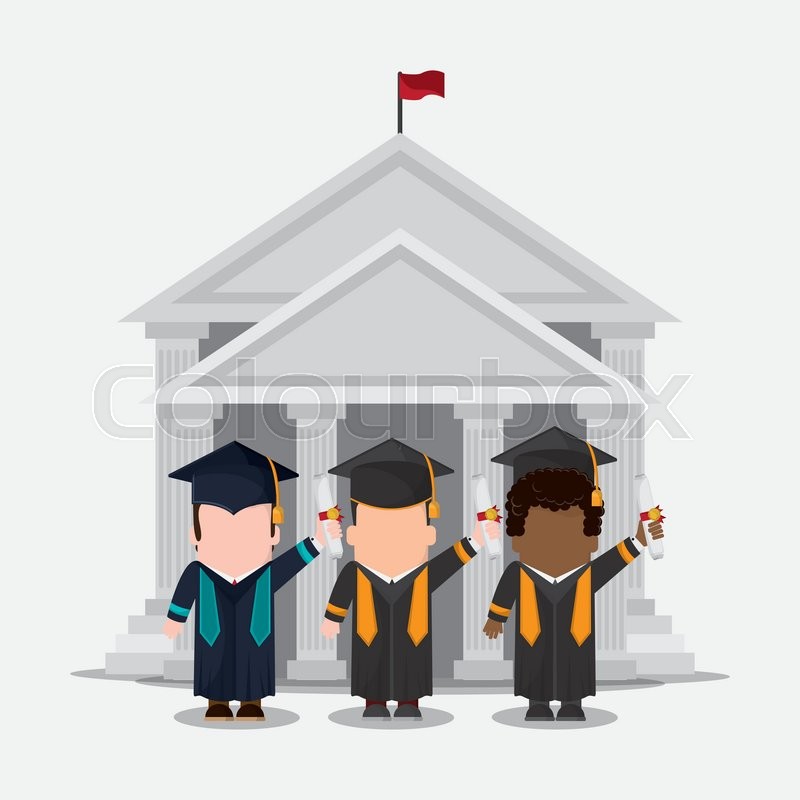 800x800 Graduation Cap Diploma Building Boy Stock Vector Colourbox