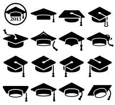 235x215 College Graduation Mortar Board Graduation Cap Vector Icon Set