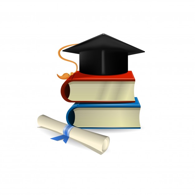 626x626 Graduation Cap, Diploma And Books Vector Free Download