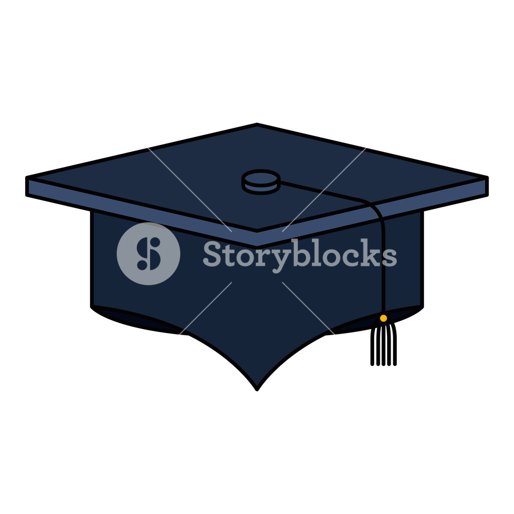 1000x1000 Colorful Silhouette Image Graduation Cap Vector Illustration