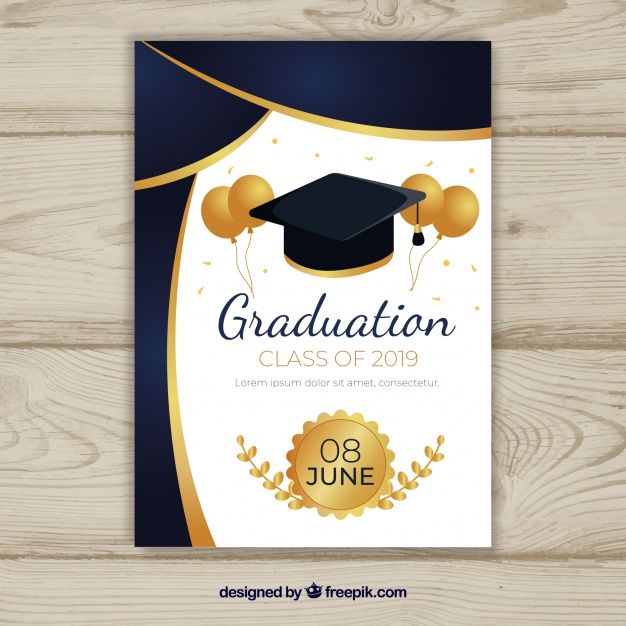 626x626 Graduation Invitation Template With Flat Design Vector Free