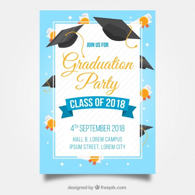 626x626 Classic Graduation Invitation Template With Flat Design Free