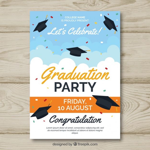 626x626 Classic Graduation Invitation Template With Flat Design