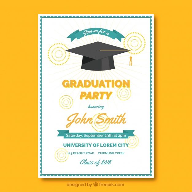 626x626 Elegant Graduation Invitation Template With Flat Design