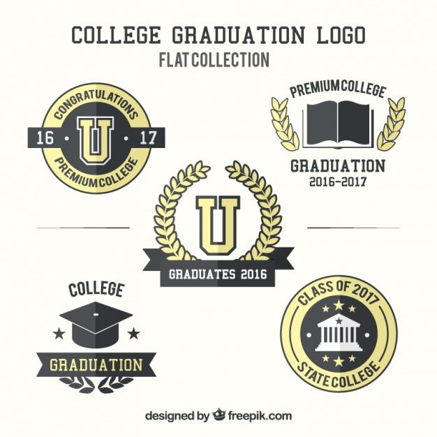 626x626 Set Of Black And Yellow Graduation Logos Free Vector Original