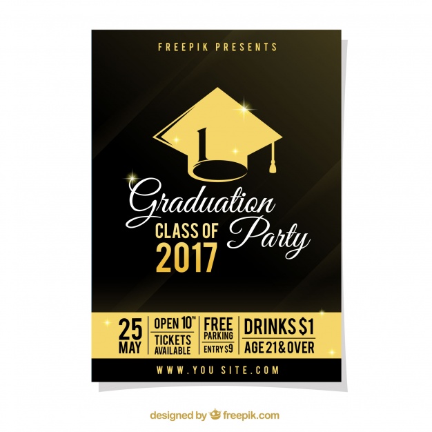 626x626 Graduation Party Poster With Gold Details Vector Free Download