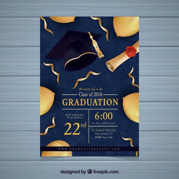 626x626 Vectors Graduation Party Invitation With Golden Elements Free
