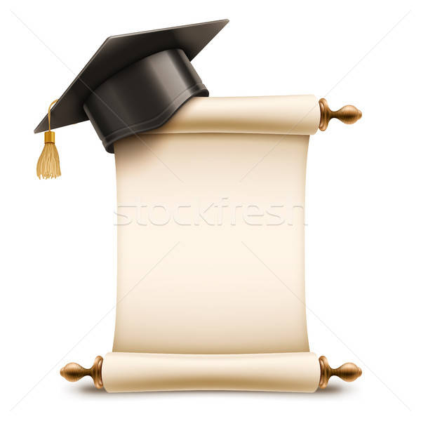 600x600 Graduation Cap On Diploma Scroll Vector Illustration Timur