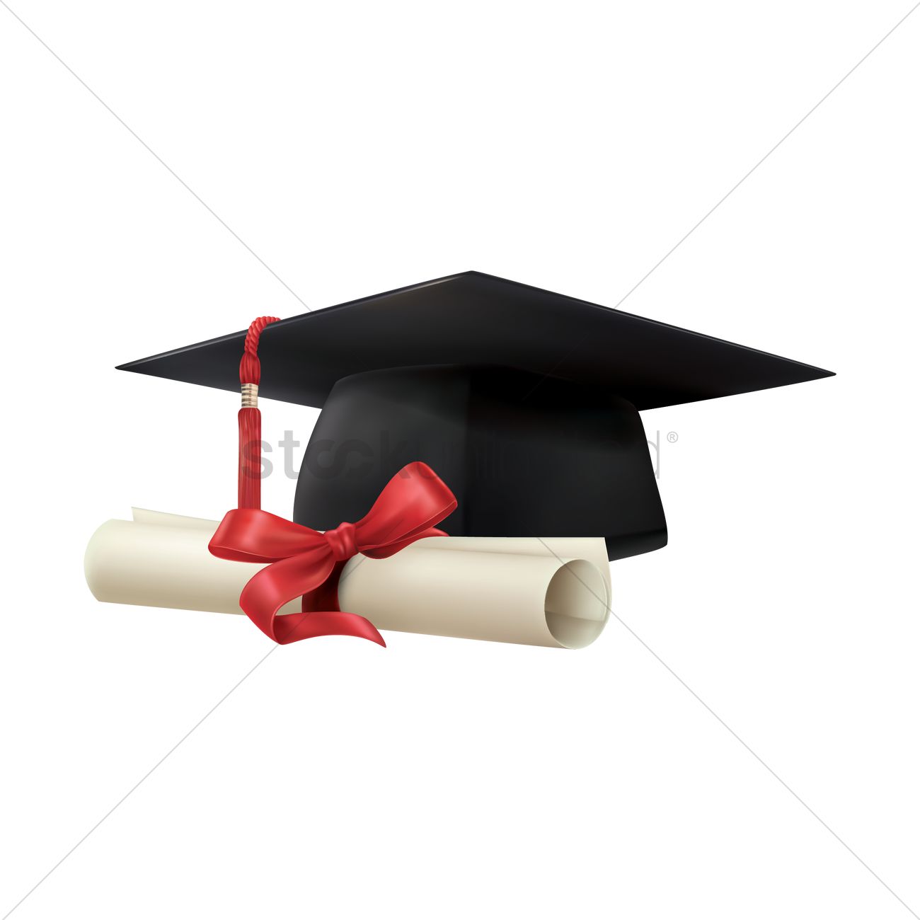 1300x1300 Graduation Cap And Scroll Vector Image