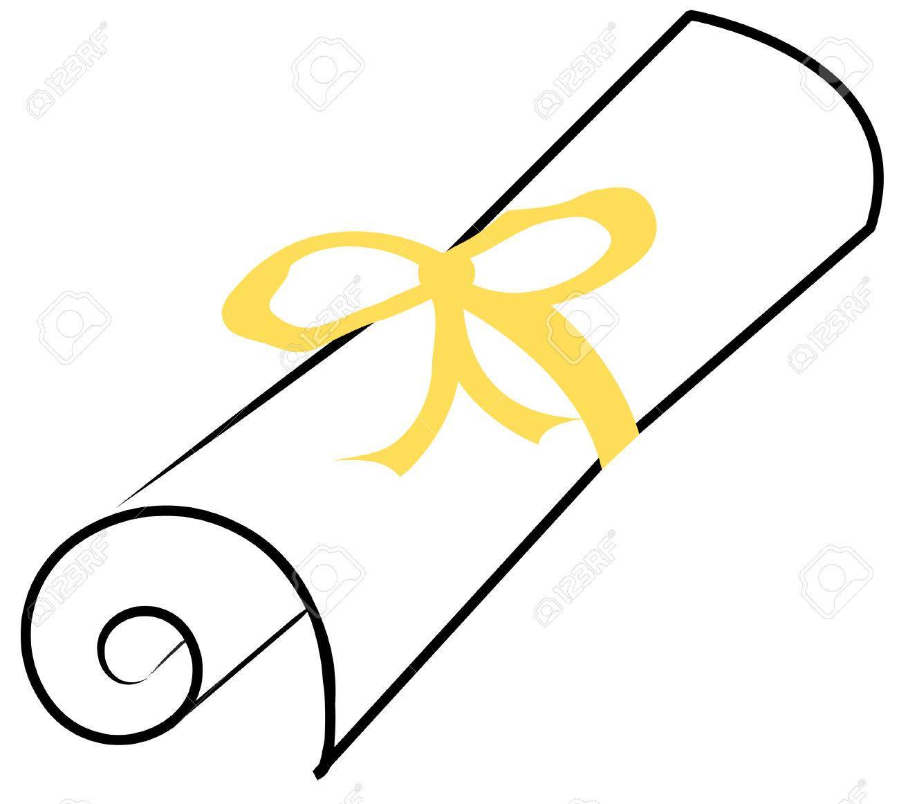 1300x1162 Graduation Diploma Or Paper Scroll With Yellow Ribbon Vector