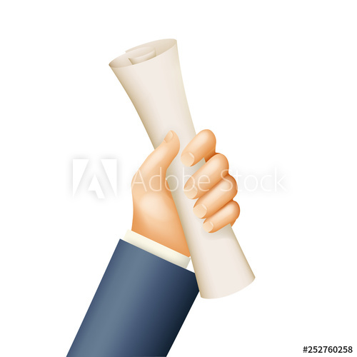 500x500 Isolated Graduate Student Hand Hold Graduation Scroll Rolled