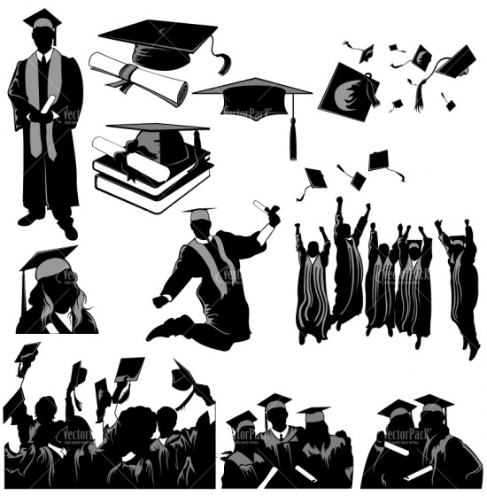 550x560 Graduate Silhouette Vectors