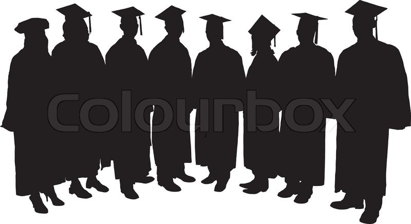800x437 Graduates Silhouette On White Stock Vector Colourbox