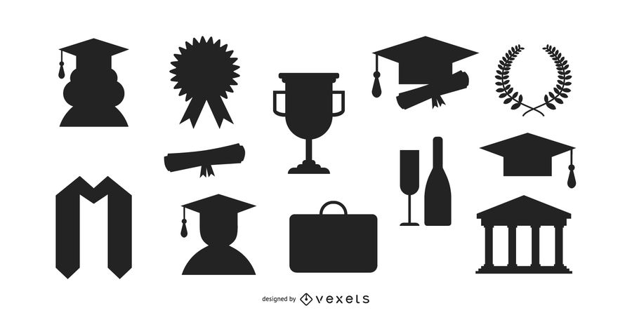900x449 Graduation Silhouette Set