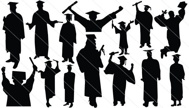 610x350 Graduation Silhouette Vector