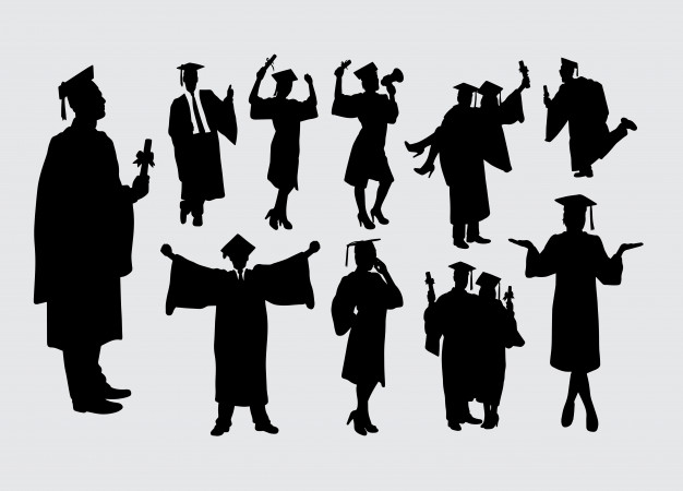 626x450 Graduation Male And Female Action Silhouette Vector Premium Download