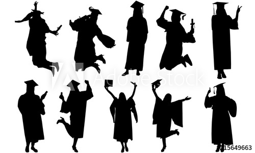 500x300 Woman Graduate Silhouette University Student Celebration Vector