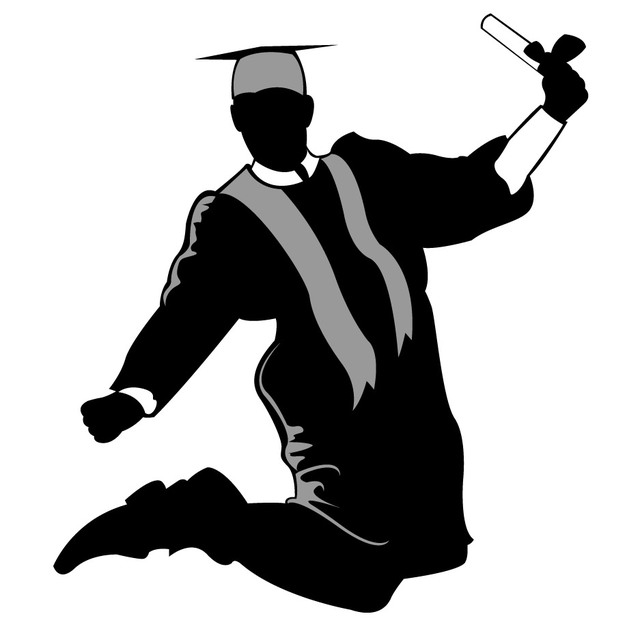 640x640 Free Vectors Happy Graduate Silhouette Jumping In The Air