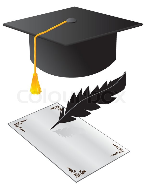 608x800 Hat And A Paper On Graduation Vector Stock Vector Colourbox