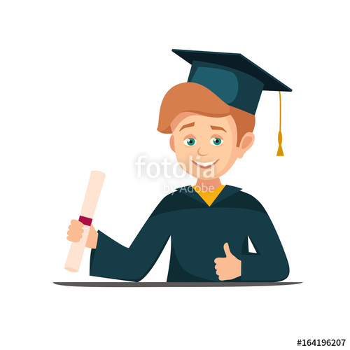 500x500 Portrait Of A Graduate Holding A Scroll Diploma Vector Boy