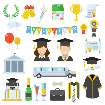 450x450 Graduation Vector Icon Set Of Exam Celebration Cartoon Elements