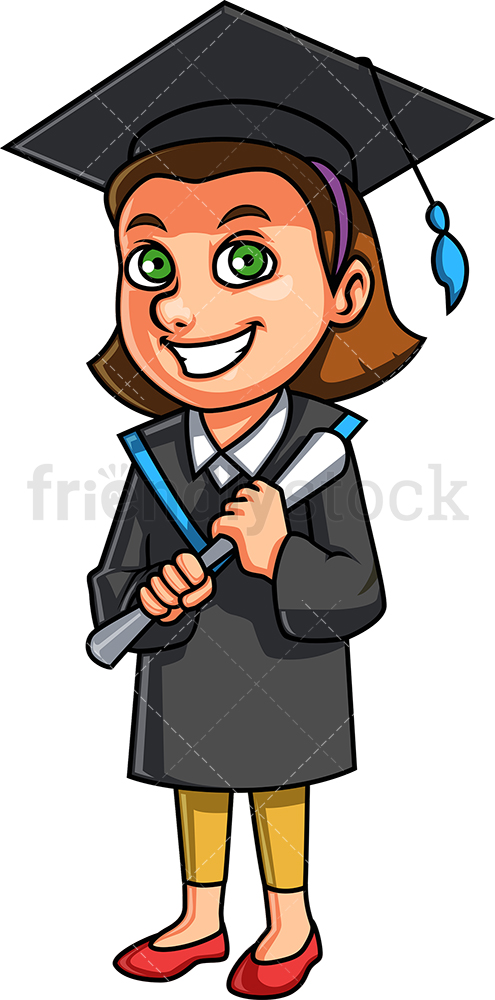 495x1000 Happy Girl Graduate Cartoon Clipart Vector