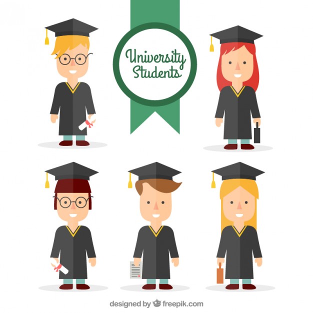 626x626 Flat Graduating College Students Set Vector Free Download