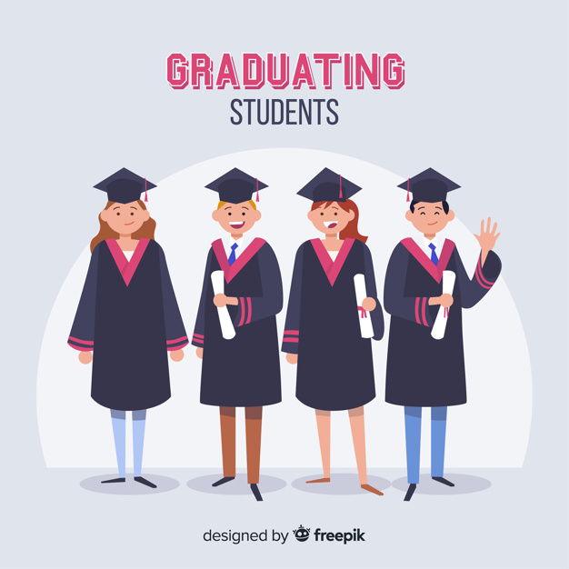 626x626 Happy Students With Flat Design Celebrating Graduation Vector