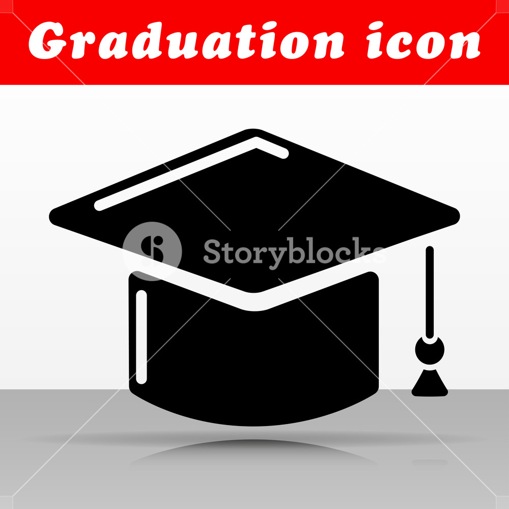 1000x1000 Illustration Of Black Graduation Vector Icon Design Royalty Free
