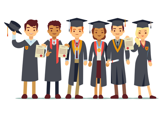 578x400 Page Graduating On Curated Vector Illustrations, Stock Royalty