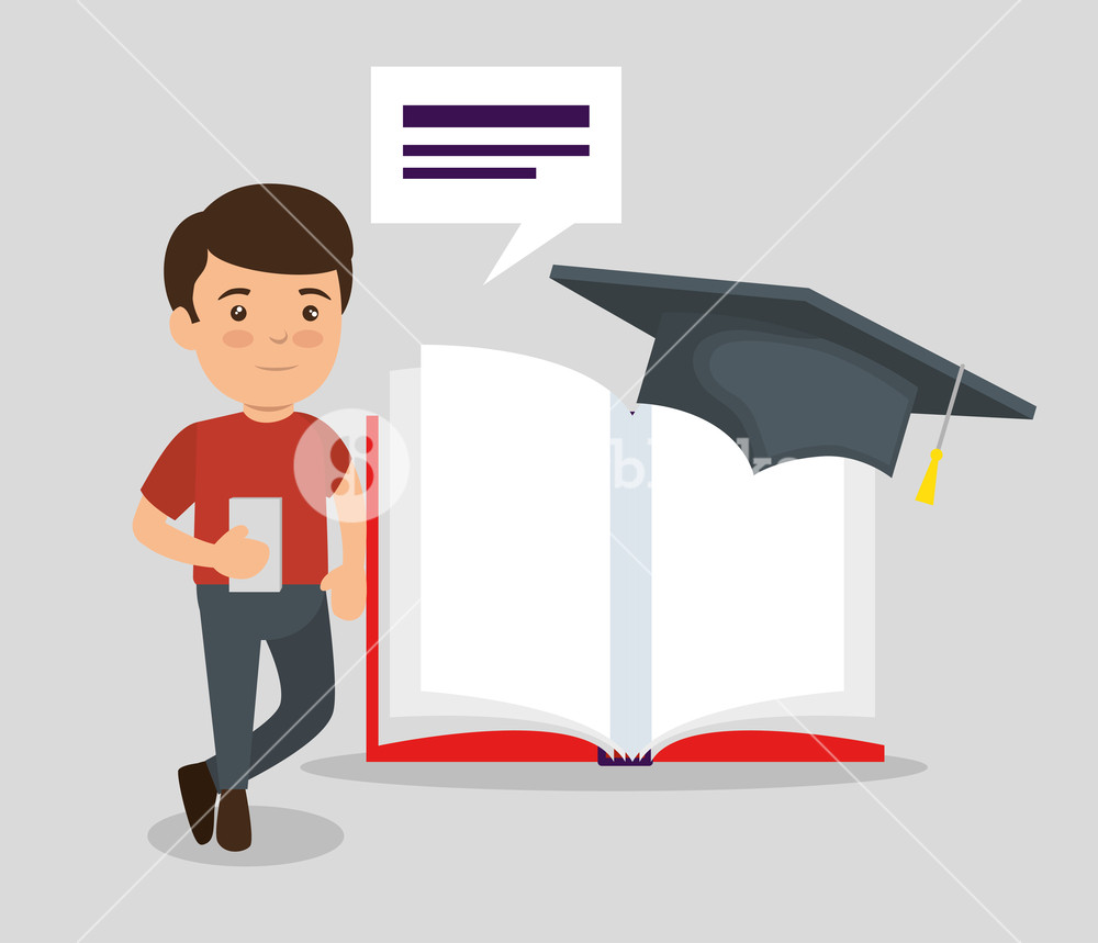 1000x859 Boy With Book Education And Cap Graduation Vector Illustration