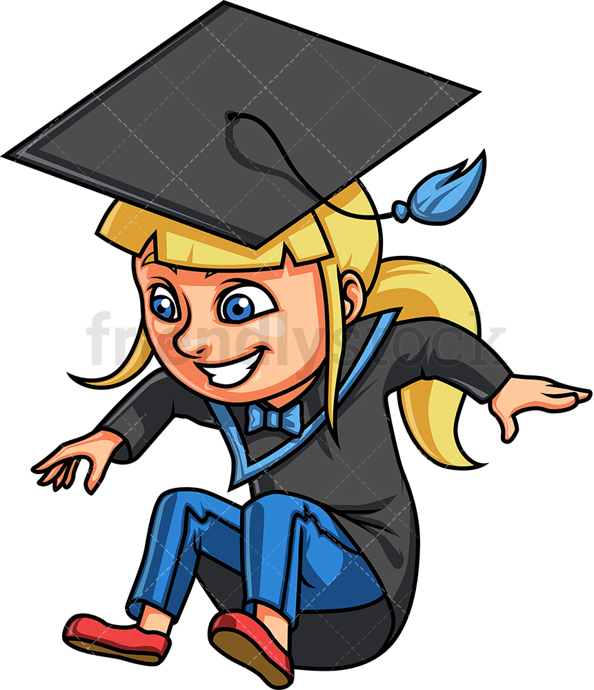 861x1000 Happy Girl Graduating Cartoon Clipart Vector