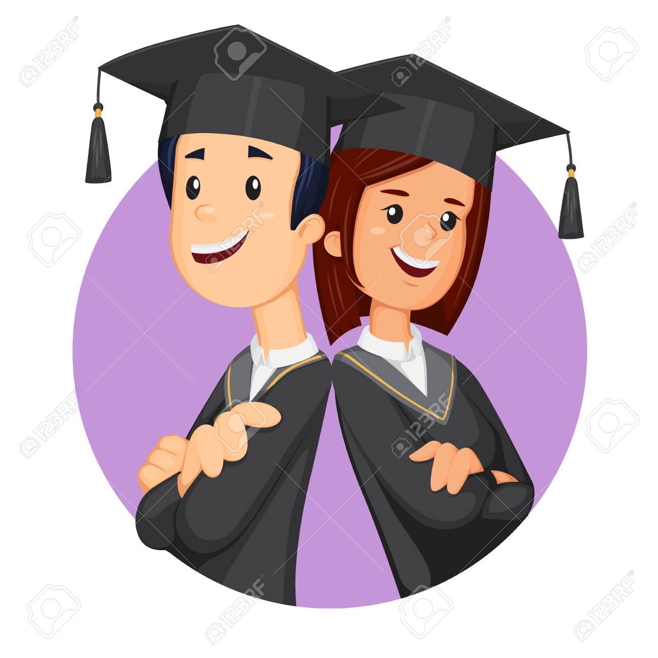1300x1300 Students In Graduation Student Cap Smiling Graduates Vector Ill