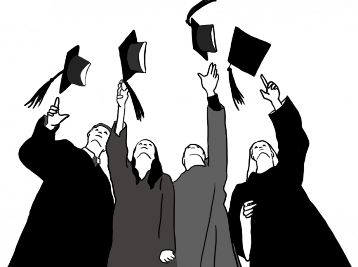 734x548 Toga Cap Drawing And Gown Graduation Vector Chalk Free Books