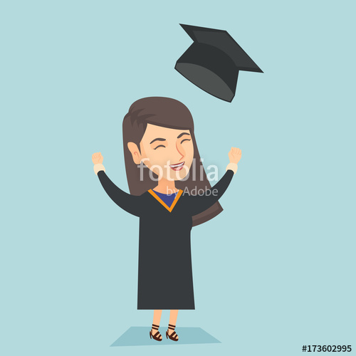 500x500 Young Caucasian Cheerful Graduate In Graduation Cloak Throwing Up