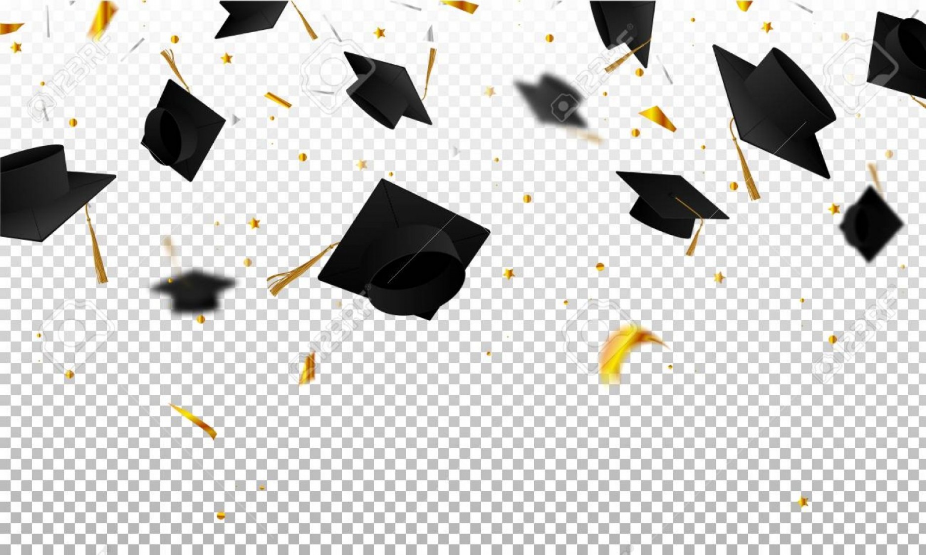 1872x1123 Photostock Vector Graduate Caps And Confetti On A Transparent