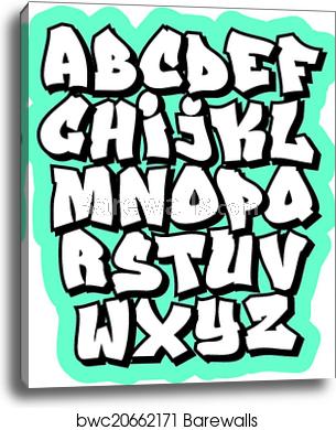 Cartoon Comic Graffiti Doodle Font Alphabet Vector, Canvas Print 305x390 Cartoon Comic Graffiti Doodle Font Alphabet Vector, Canvas Print