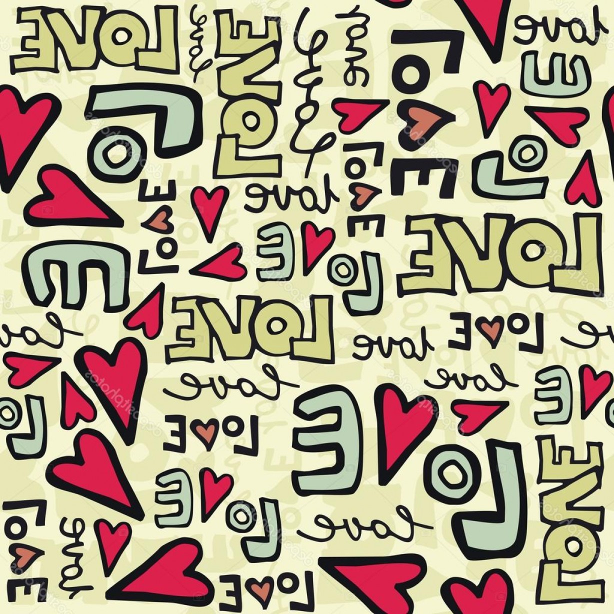 1228x1228 Stock Illustration Love Retro Colors Graffiti Seamless Studiogrfx