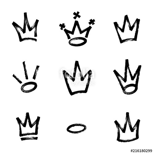 500x500 Graffiti Crown Set In Black Over White Drawn