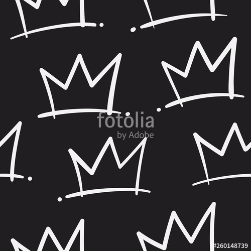 500x500 Seamless Vector Pattern With Hand Drawn Crown Illustration